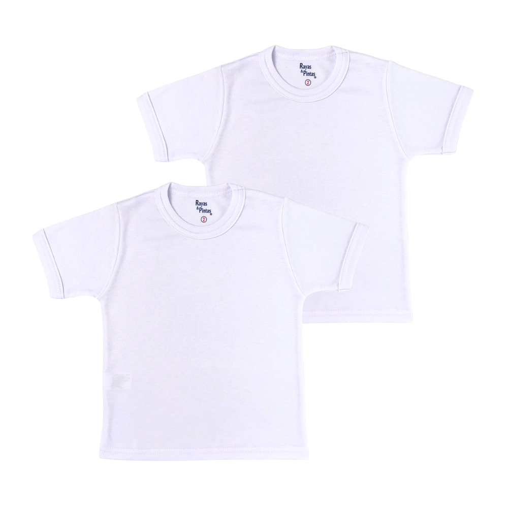 Camiseta blanca manga corta x2