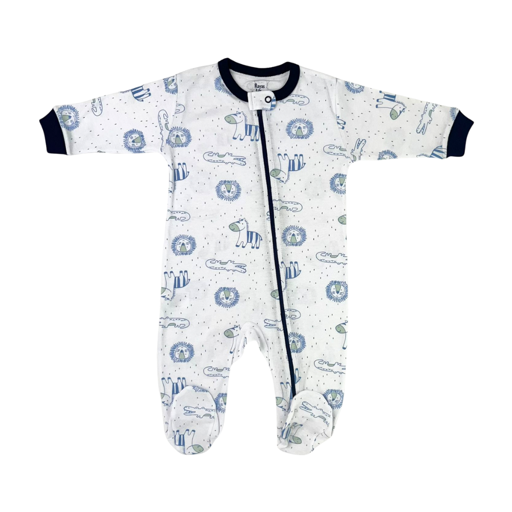 Pijama franela blanco jungla