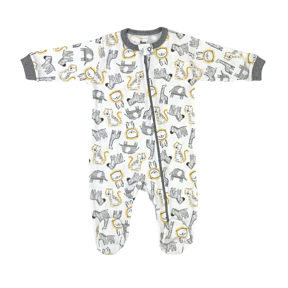 Pijama franela gris jungla