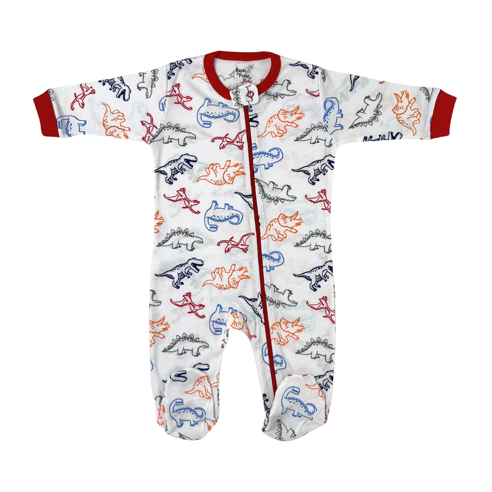 Pijama franela rojo dinosaurios