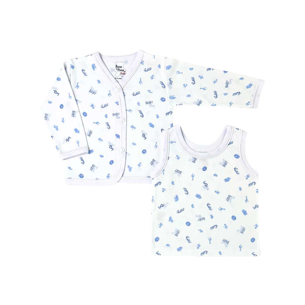 Dúo estampado jirafas azules