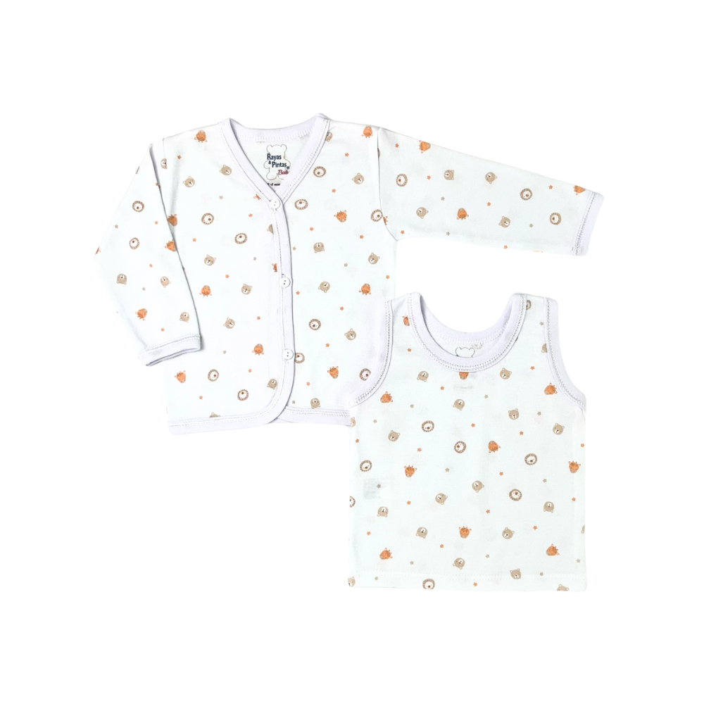 Dúo estampado leones naranjas