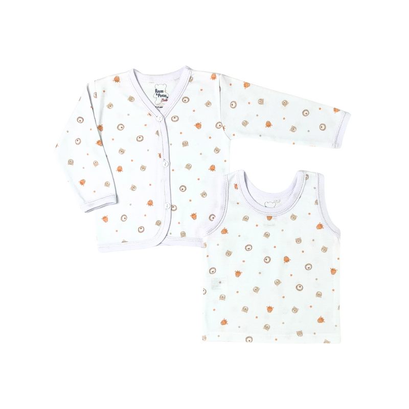 Dúo estampado leones naranjas