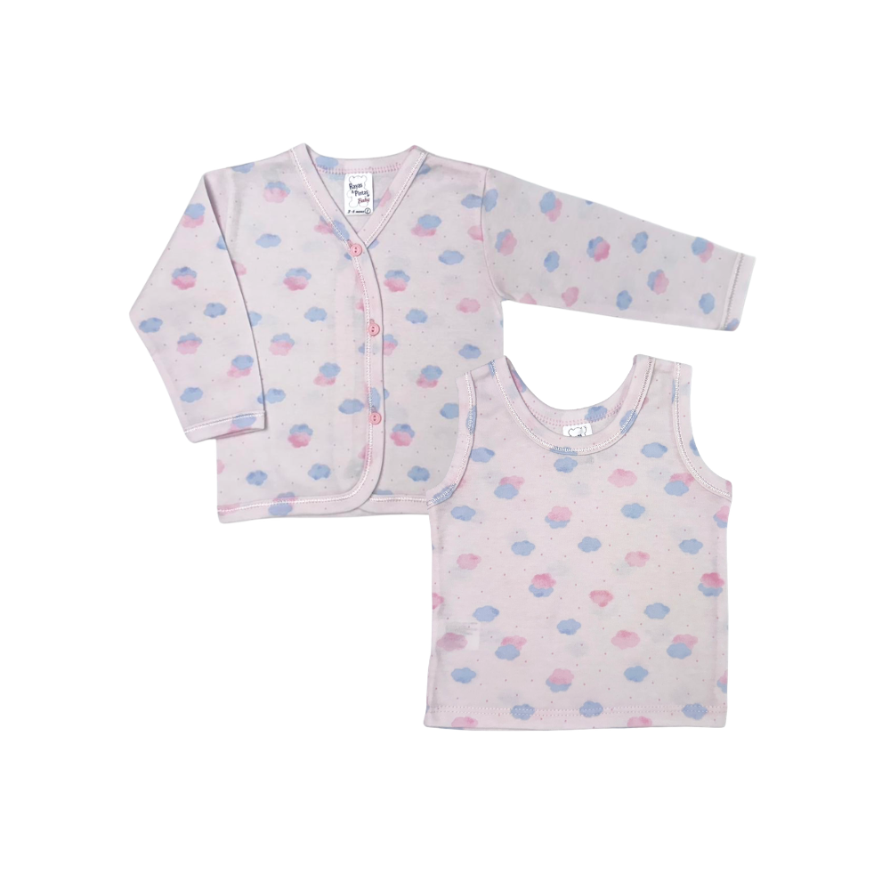 Dúo estampado nubes rosa