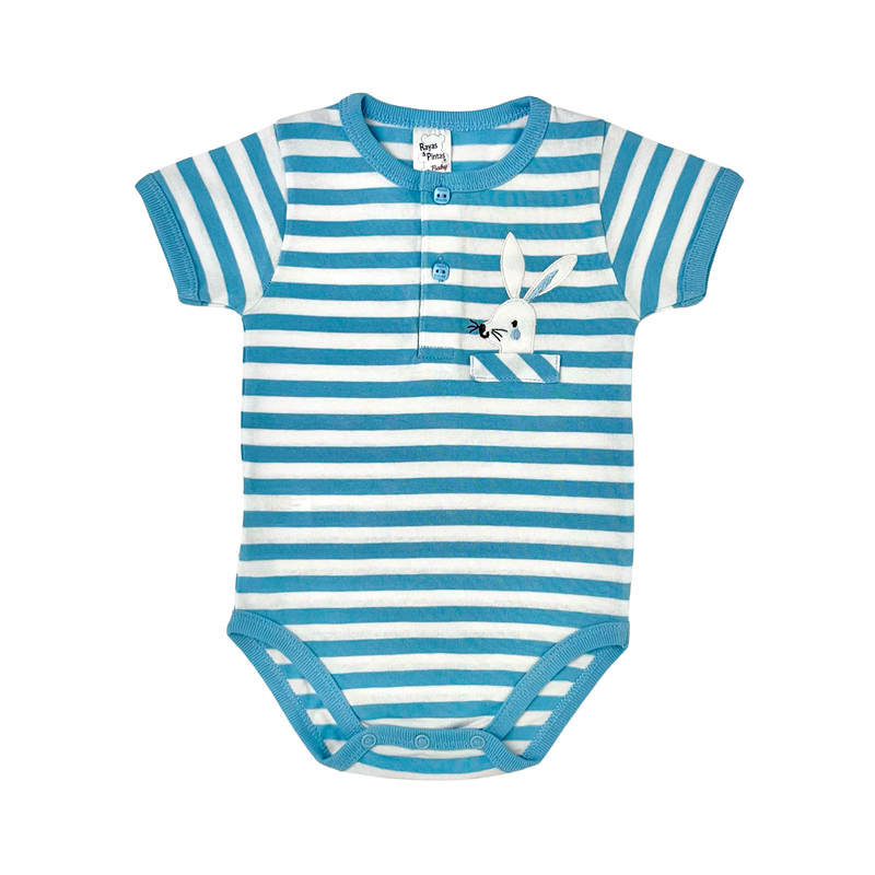 Body conejito azul claro manga corta