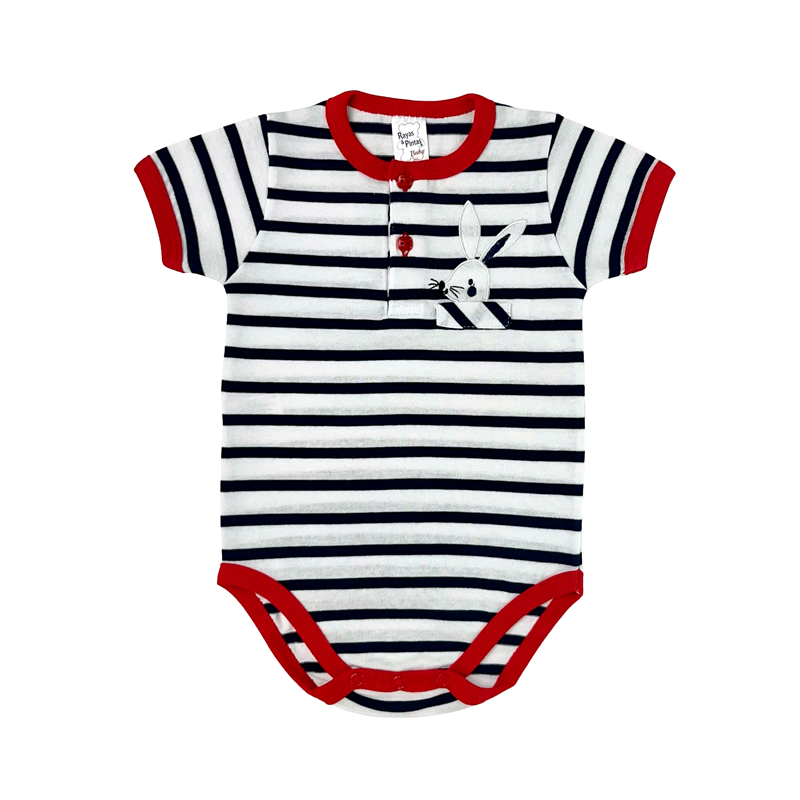 Body conejito azul oscuro manga corta