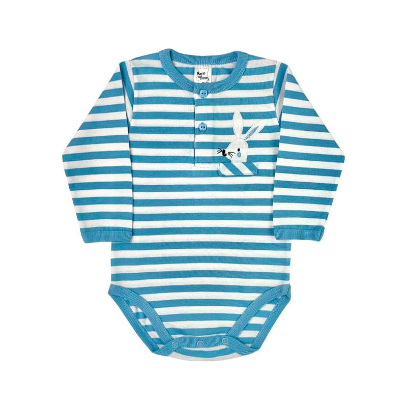 Body conejito azul claro manga larga