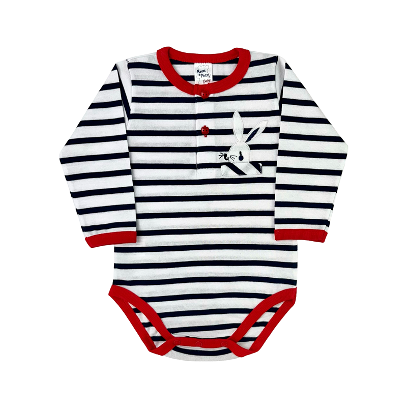 Body conejito azul oscuro manga larga