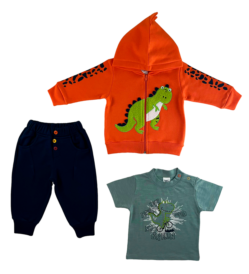 Sudadera dino curioso naranja