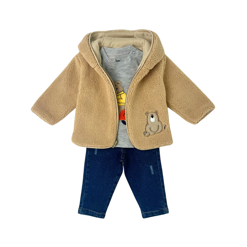 Conjunto oso feliz chaqueta camel