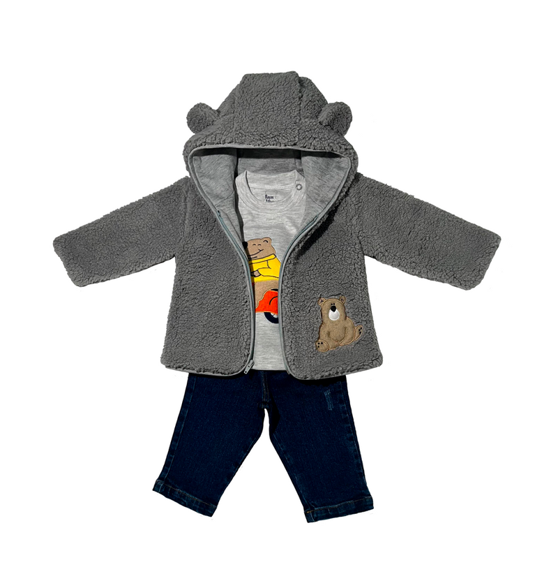 Conjunto oso feliz chaqueta gris