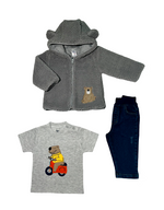 Conjunto oso feliz chaqueta gris