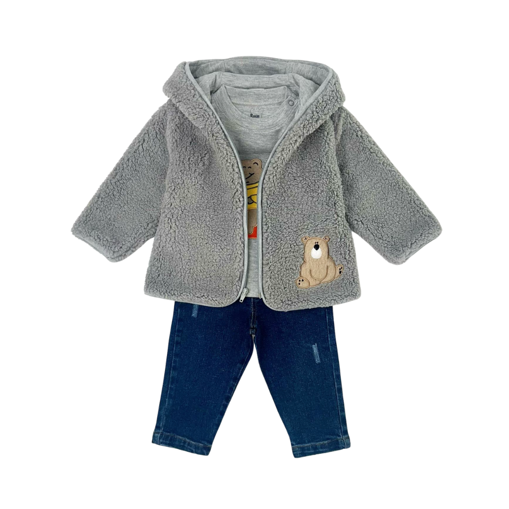 Conjunto oso feliz chaqueta gris