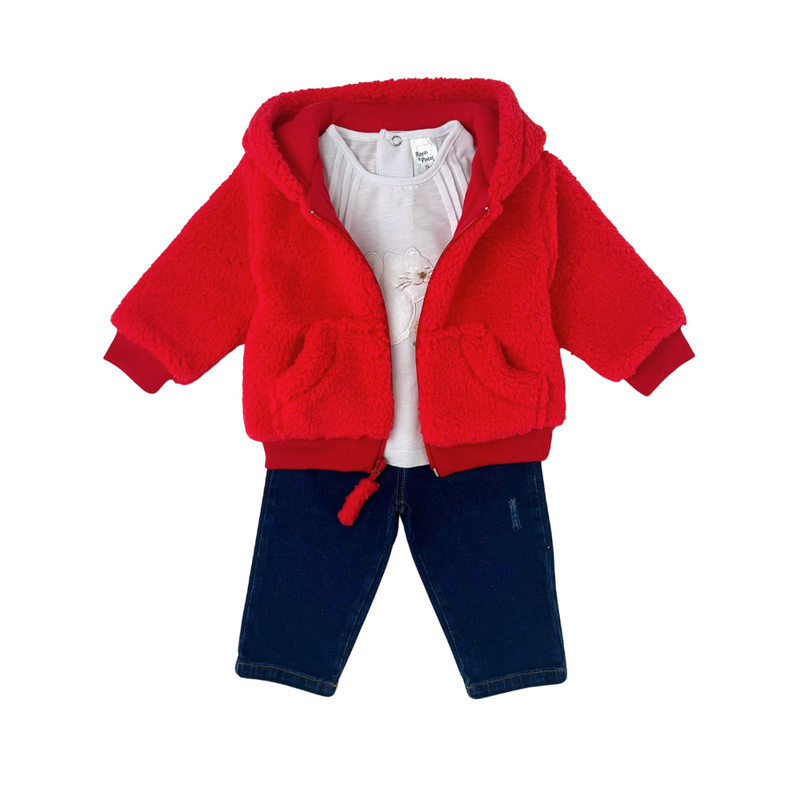Conjunto gatita chaqueta roja