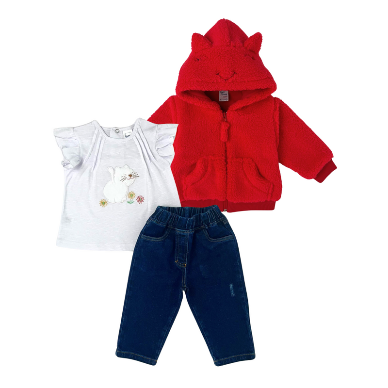 Conjunto gatita chaqueta roja