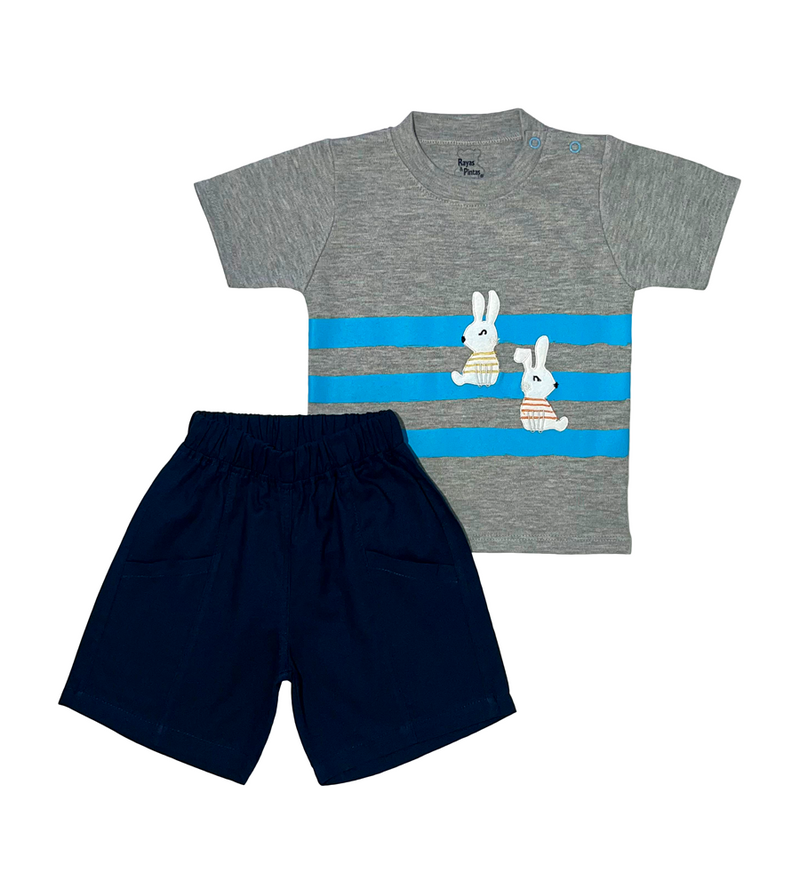 Conjunto rabbit franjas azules