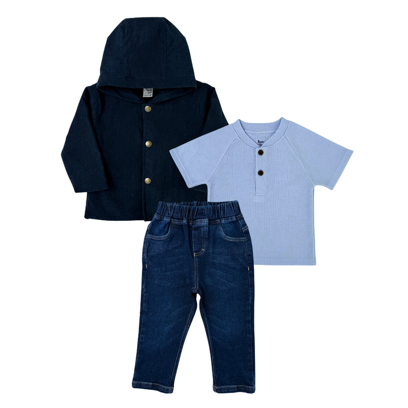 Conjunto chaqueta pana azul oscura