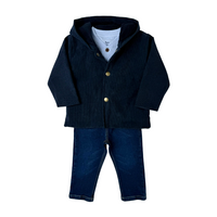 Conjunto chaqueta pana azul oscura
