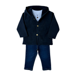 Conjunto chaqueta pana azul oscura