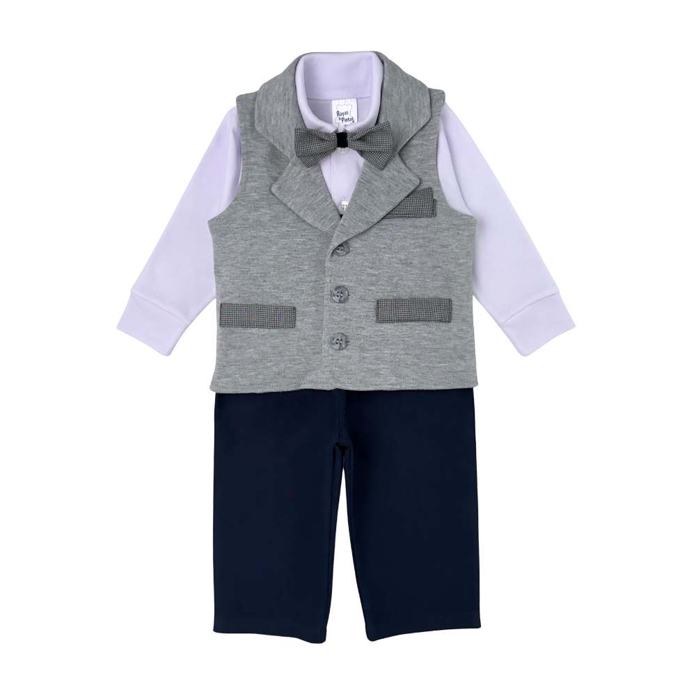 Conjunto ceremonia chaleco gris