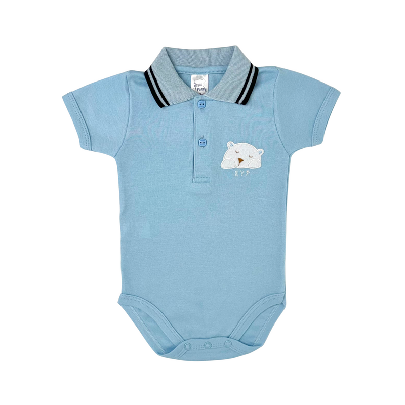 Body polo manga corta azul claro