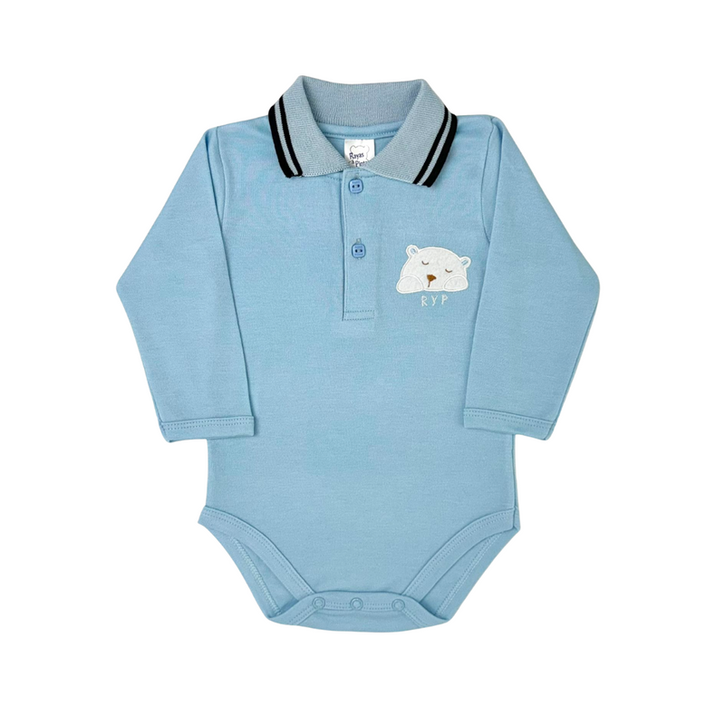 Body polo manga larga azul claro