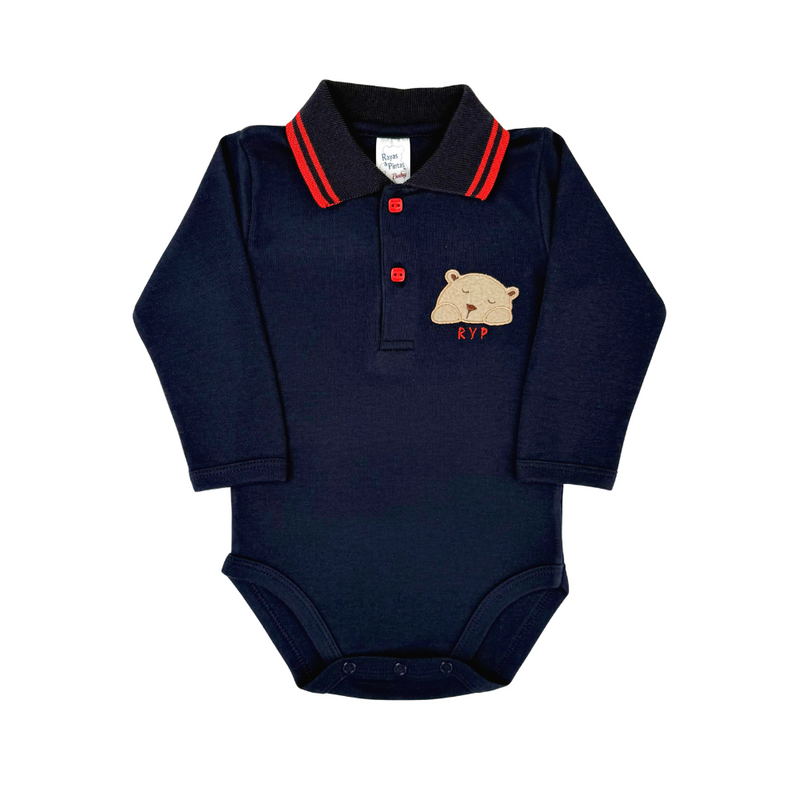 Body polo manga larga azul oscuro