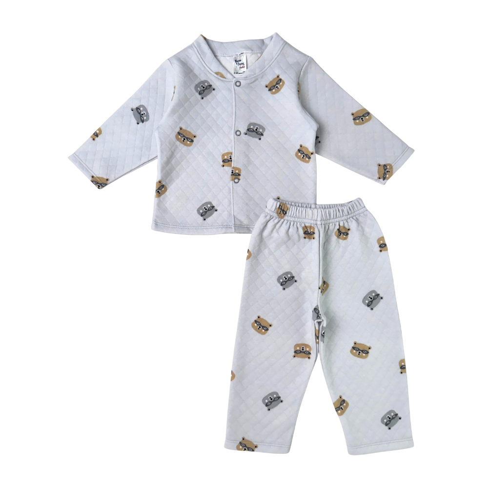 Pijama soft oso anteojos gris