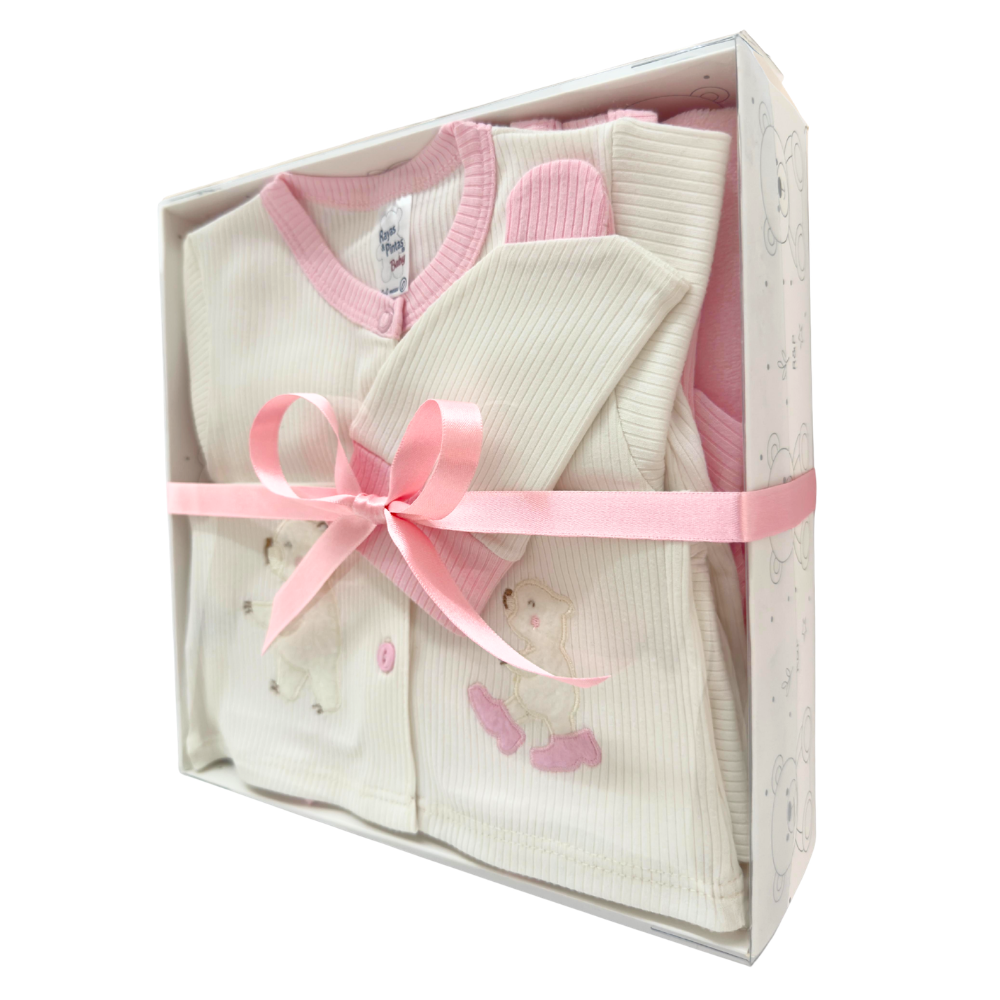 Primera muda osita caminante rosado